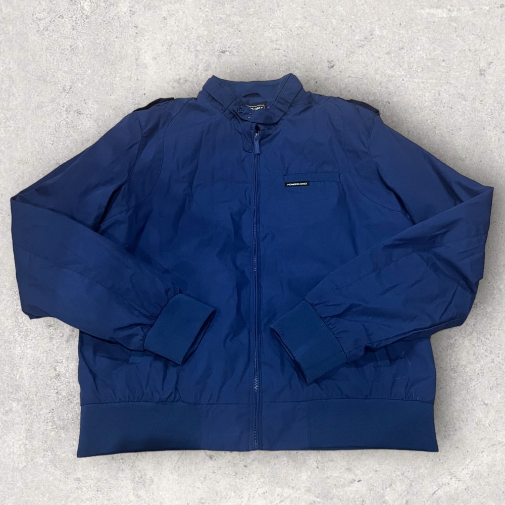 {Members Only} Vintage 80s/90s Racer Bomber Windbreaker Jacket Navy Blue Sz M/L